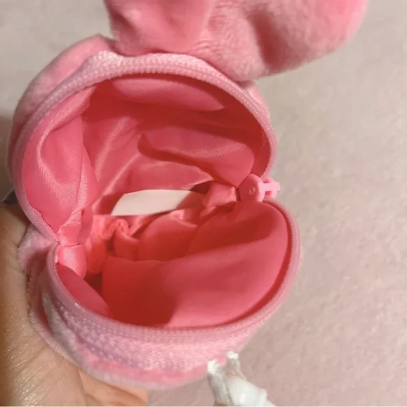 Happy Go Fluffy Pink Kawaii Plush Bunny Coin Pouch Clip -NWOT - Picture 6 of 10